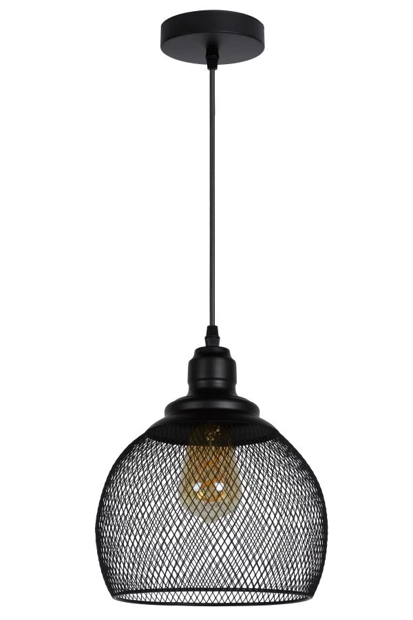 Lucide MESH - Hanglamp - Ø 22 cm - 1xE27 - Zwart - uitgezet